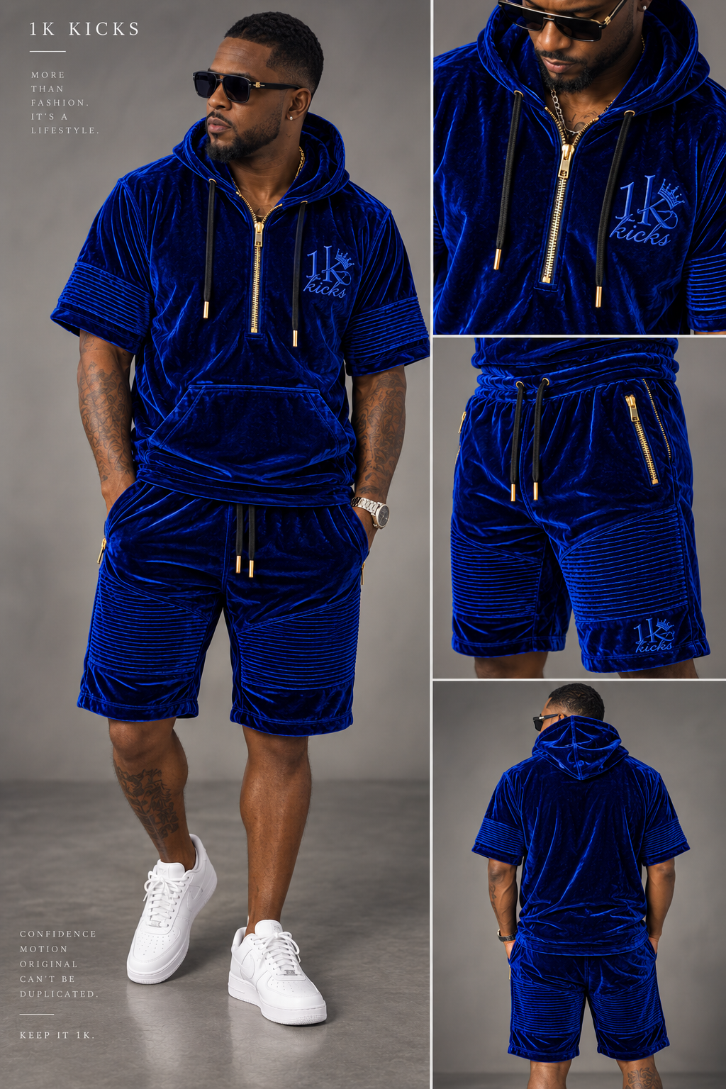 1K Blue Velvet Biker Set – 1K Kicks